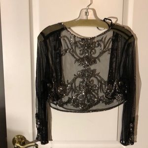 Black beaded embroidered bolero